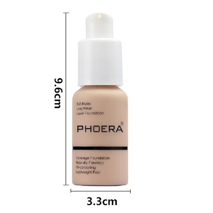 2 Pack PHOERA Foundation,Full Coverage Concealer Flawless Soft Matte 24HR Oil Control Liquid Foundation Makeup .(104 Buff Beige）