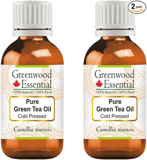Greenwood Essential Pure Green Tea Oil (Camellia sinensis) Cold Pressed (Pack of Two) 30ml X 2 (2 oz)