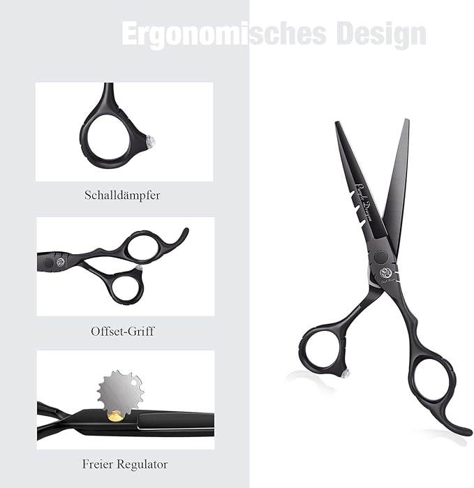 Purple Dragon Professional Japan 440C Hair Salon Cutting Shear and Barber Thinning Scissor Hairdressing Shear Set with Bag