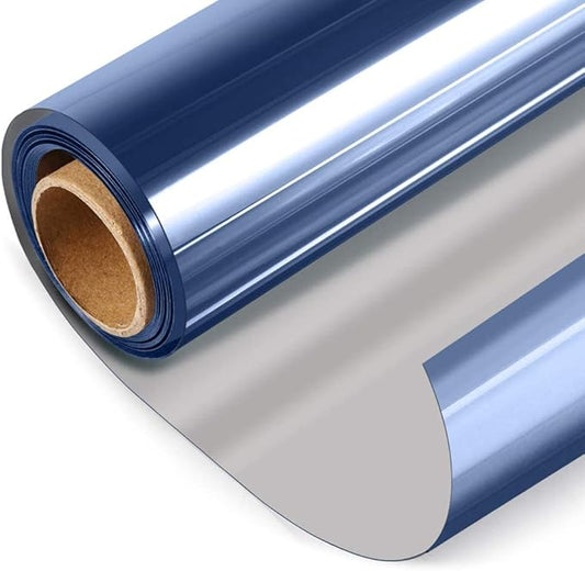 HIDBEA One Way Mirror Window Film ,Daytime Privacy Sun Blocking Reflective Window Film Static Cling Heat Control Window Tinting Film for Home and Office, Blue Silver, 35.4 x 393.7 Inch