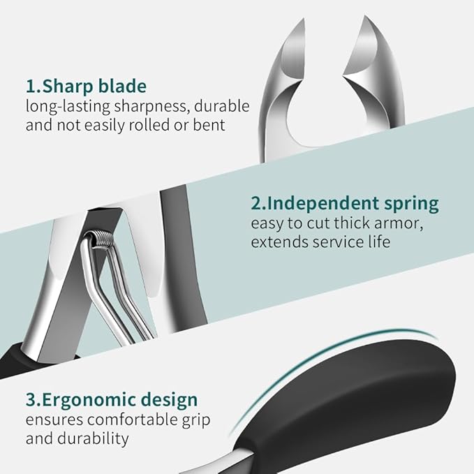 DEOU Heavy Duty Large Opening toenail Clippers, Suitable for Embedded Growth and Rough Nails, Home Pedicure Tools for Men, Women, Elderly (Heavy Nail Clippers+Nail Remover)