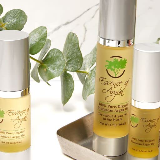 Essence Of Argan Moroccan Argan Oil for Hair, Skin & Nails - Natural Eco-Certified Cold Pressed Oil for Skin Moisturization - Non-Greasy Formula for Hair and Nail Growth - Pack of 3