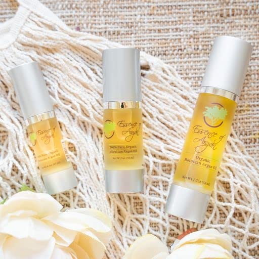 Essence Of Argan Moroccan Argan Oil for Hair, Skin & Nails - Natural Eco-Certified Cold Pressed Oil for Skin Moisturization - Non-Greasy Formula for Hair and Nail Growth - Pack of 3