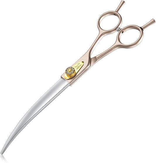 JASON 7.5" Dog Grooming Scissors - Professional Curved Shear with Ergonomic Handle Japanese 440C Stainless Steel Pet Scissor with Diamond Screw for Dogs, Cats and Other Animals Christmas Gift