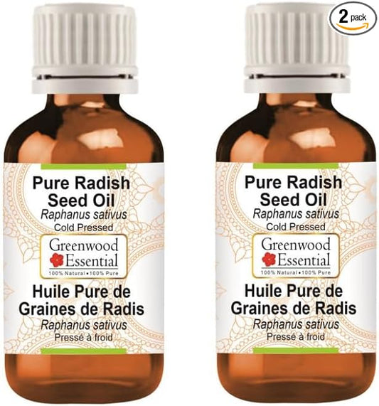 Greenwood Essential Pure Radish Seed Oil (Raphanus sativus) Cold Pressed (Pack of Two) 30ml X 2 (2 oz)