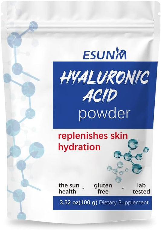 Hyaluronic Acid Powder for Skin Care,Low Molecular Weight, Cosmetics Grade | Skin Hydration and Moisture Support Supplements,Water Soluble Moisturizing Ingredient for DIY Facial Serum 3.52 oz