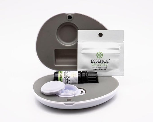 Essence Pearl Travel Case - Wearable Aromatherapy Kit with Nasal Diffuser Rings, Soaking Bay, and 5mL Essential Oil – Portable Wellness Gift Set for On‑The‑Go Self Care