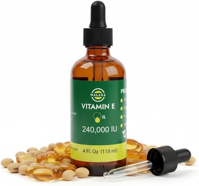 Vitamin E Oil 100% Pure 240,000 IU (4oz) | Natural, Non-GMO, for Skin, Hair, Premium Vitamin E Oil is 100% Pure & Natural