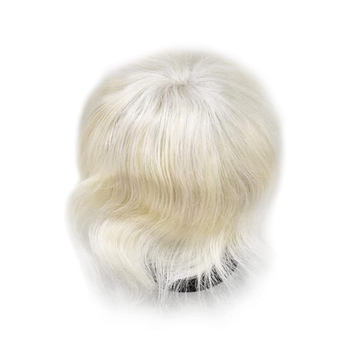 Toupee for Men French Lace Center Human Hair Replacement Systems Transparent Lace with PU Around Hair Piece Mens Toupee Hair Units for Man V-Looped Front Male Hair Prosthesis 7"X9" #60RY
