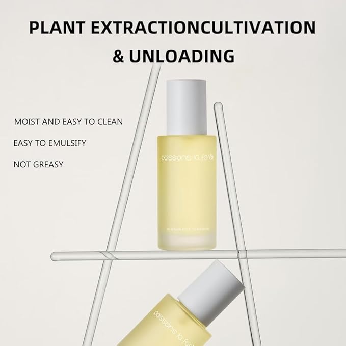 Transparent plant essence three-in-one gentle makeup remover oil 100ml Clear and Penetrating plant-based makeup remover Oil, skin-nourishing grade three-in-one