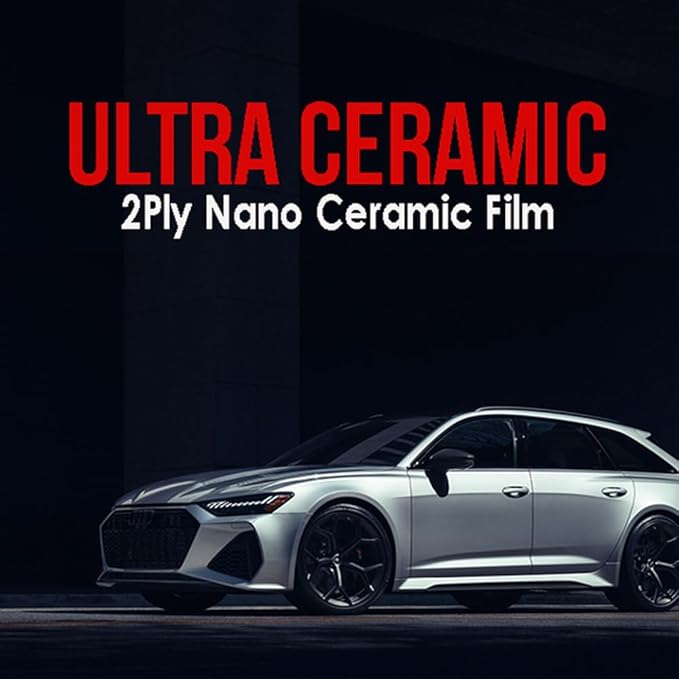 United Ultra Ceramic Window Tint 2PLY Nano Ceramic Film 42% 24Inch (Width) x 100Feet/Roll with High Heat Rejection 80-95% IRR - Car Window Tint Blocks UV/IR Rays Color Stability Adhesive Film