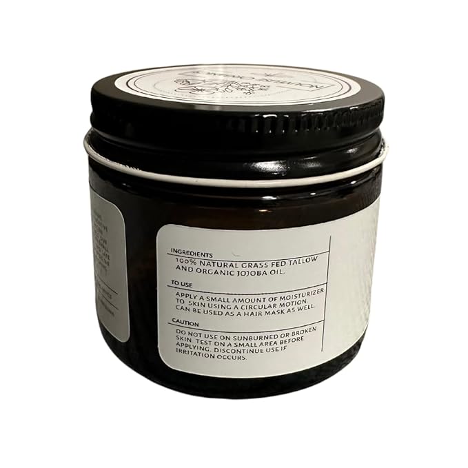 Pure - Whipped Tallow Moisturizer - Unscented - 100% Grass-Fed Tallow & Organic Jojoba, Chemical-Free, Non-Comedogenic, For Dry, Sensitive & Eczema-Prone Skin - Children & Pets - 1.7oz