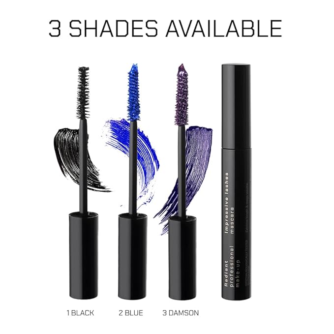 RADIANT PROFESSIONAL Lengthening Volumizing Mascara – Smudge Proof Mascara for Volume and Length – Long-Lasting, Dramatic False Lash Effect – 8ml (01 Black)