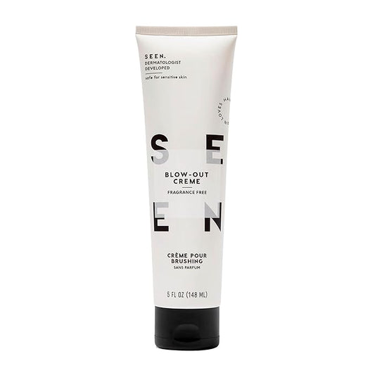 SEEN Blow-Out Creme, Fragrance Free - Non-Comedogenic & Formulated without Sulfates Blow Out Hair Cream- Reduces Frizz- Heat Protectant- Safe for Sensitive, Eczema & Acne Prone Skin