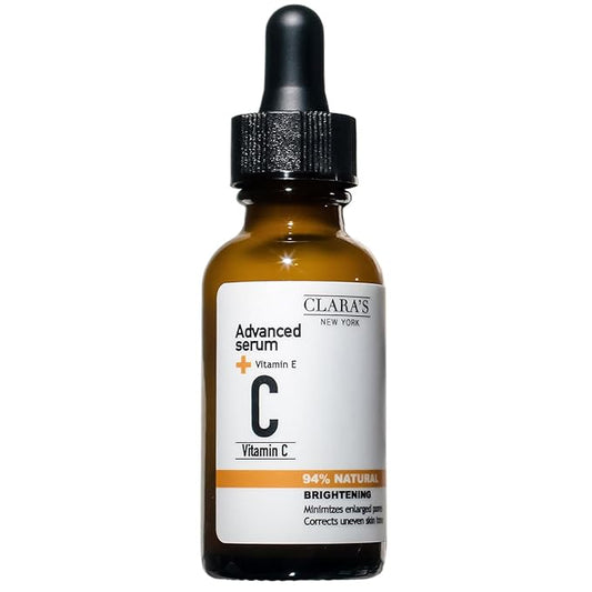 CLARA'S NEW YORK | Vitamin C Facial Serum | with Hyaluronic Acid, Ascorbic Acid, Niacinamide, Probiotics | Reduce Dark Spot, Acne, Scars |Brightening, Antioxidant, Minimize pores |30ml | Made In USA