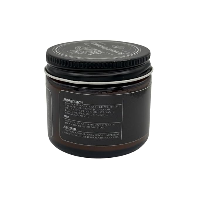 Lumberjack - Whipped Tallow Moisturizer - Cedarwood, Black Pepper, Vetiver, Juniper - 100% Natural Grass-Fed Tallow & Organic Jojoba. Chemical-Free. For Dry, Sensitive & Eczema Prone Skin.- 1.7oz