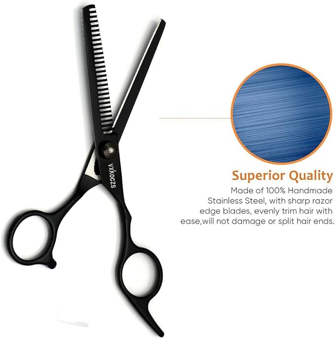 6-Piece Hair Scissors Set - 440C Steel Barber Shears Kit with Case, Razor-Sharp Professional Hairdressing Scissors for Salon, Home, Men/Women, Kids & Pet Grooming