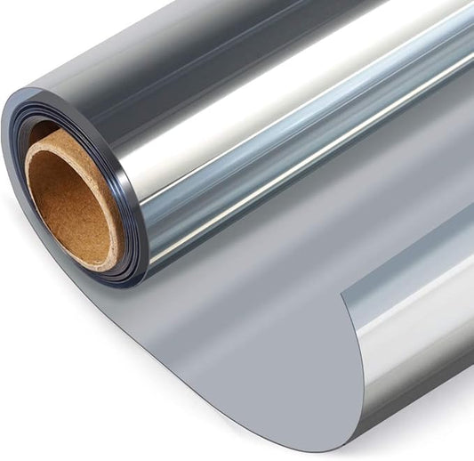 HIDBEA One Way Privacy Window Film, Daytime Privacy Sun Blocking Anti UV Reflective Window Film Heat Control Static Cling Window Tint Film for Home and Office, Silver, 35.4 x 78.7 Inch