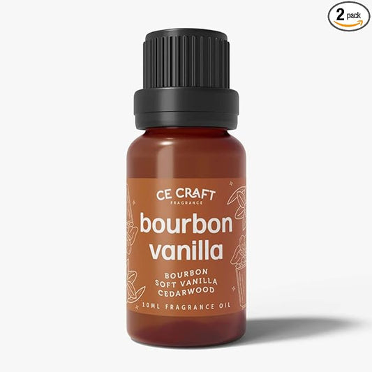 CANDECraftCo Premium Fragrance Oil – Diffuser Oils Fragrances Scented for Home, Candle Soap Making Supplies, Aromatherapy Blends for House (0.34 Fl Oz) (2-Pack, Bourbon Vanilla)