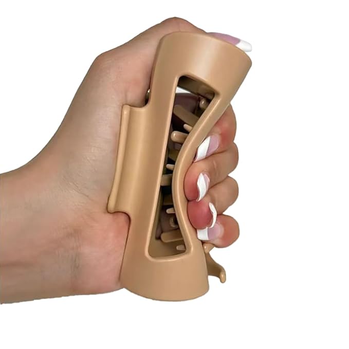 Silicone Hair Clips, Cloud Hair Pins for Women, 3.9 inch Soft Hair Claw Clip for Thick/Fine/Thin/Curly Hairstyle, Khaki 2 Pack