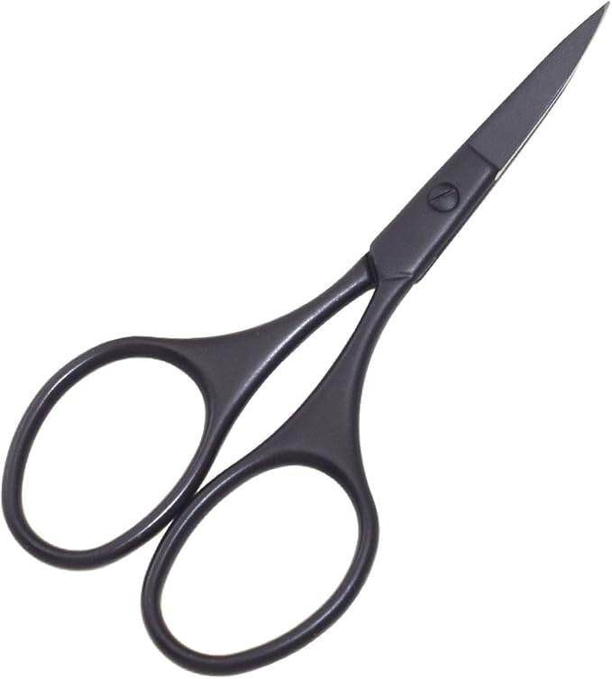 Multicolor Professional Grooming Scissors for Personal Care Facial Hair Removal and Ear Nose Eyebrow Trimming Stainless Steel Fine Straight Tip Scissors 3.9 Inch (Black Set D)