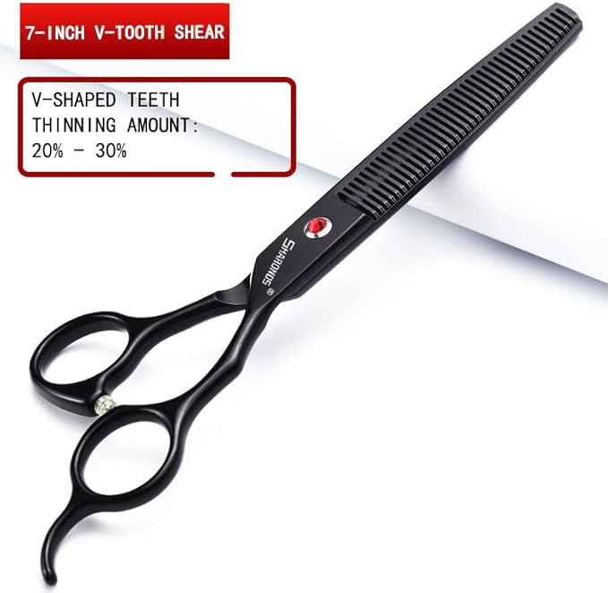 SHARONDS 6/7 Inch Professional 440C Hair Cutting Scissor Salon Hairdressing Thinning Shears Perfect for Barber and Home Use (7 in 3pc)