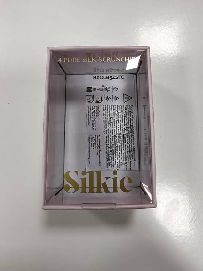 SILKIE x4 Set 100% Pure Mulberry Silk Brown Skinny Scrunchies Travel Pouch Everyday Hair Ties Elastics Hair Care Ponytail Holder No Damage (Praline)