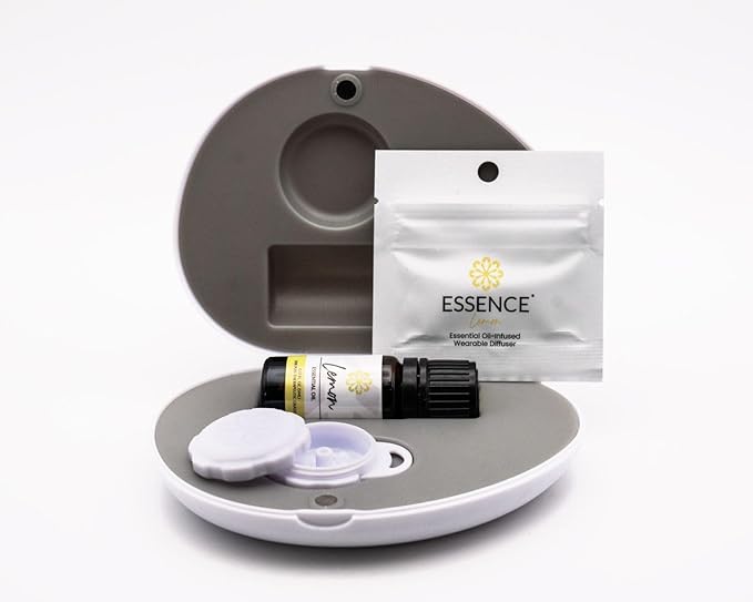 Essence Pearl Travel Case - Wearable Aromatherapy Kit with Nasal Diffuser Rings, Soaking Bay, and 5mL Essential Oil – Portable Wellness Gift Set for On?The?Go Self Care