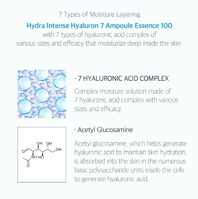 LIZK Hydra Intense Haluron 7 Ampoule Eseence 100 50ml/1.16fl.oz, Moistuirzing, Glowy skin, for dry skin type hydrating