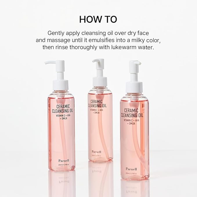 Parnell AHA Omija Ceramic Cleansing Oil 6.76 fl oz | Pore Purifying Sebum Control Deep Cleanser | AHA LHA PHA Omija | Non-Drying Korean Skincare (200ml)