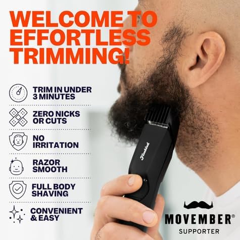 Freebird BeardSeries Trimmer for Men - Ultra Sharp Beard Trimmer with Precision Dial, Stainless Steel Blades, 40 Length Settings, Cordless & Rechargeable, for Beard, Hair, Body, & Intimate Grooming