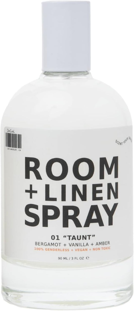 DedCool Room + Linen Spray | 01 Taunt | Luxurious Natural Linen & Fabric Spray | Non-Toxic, Essential Oil Infused | Home, Bedding, Couch, Closet, Bathroom Freshener | 3 fl oz