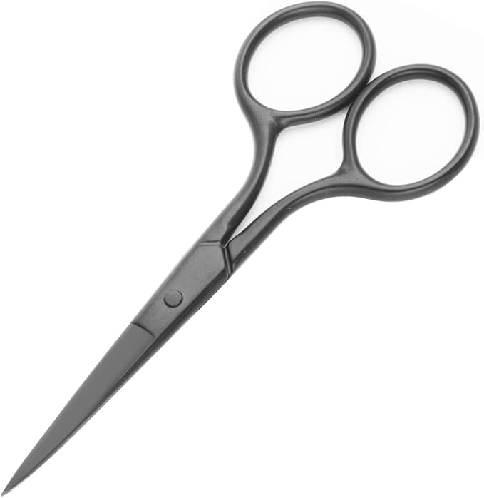 Multicolor Professional Grooming Scissors for Personal Care Facial Hair Removal and Ear Nose Eyebrow Trimming Stainless Steel Fine Straight Tip Scissors 3.9 Inch (Black)