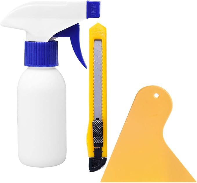 rabbitgoo Window Tint Kit, Window Privacy Film Installation Tint Tools, 3 Pieces Easy to Apply Frosted Glass Stained Glass Privacy Film Application Kit Include Squeegee, Utility Knife, Spray Bottle