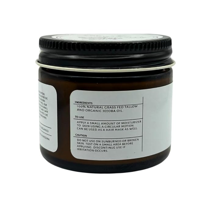 Pure - Whipped Tallow Moisturizer - Unscented - 100% Grass-Fed Tallow & Organic Jojoba, Chemical-Free, Non-Comedogenic, For Dry, Sensitive & Eczema-Prone Skin - Children & Pets - 1.7oz