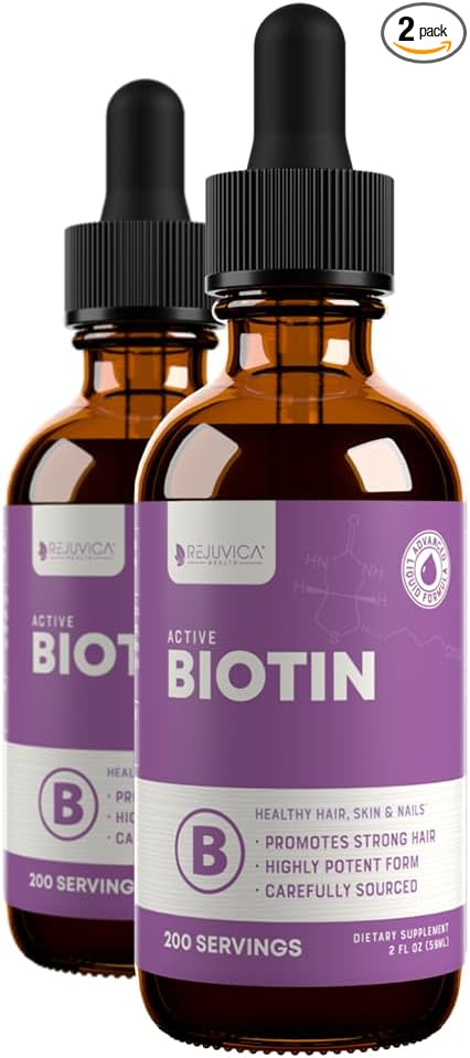 Rejuvica Health Active Biotin - Advanced Liquid Biotin Supplement - 5000mcg Support Hair Skin & Nails