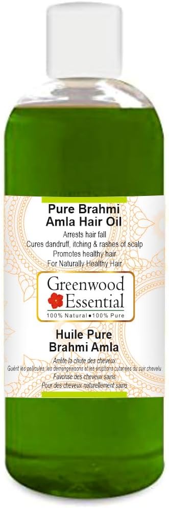 Greenwood Essential Pure Brahmi Amla Hair Oil Natural Therapeutic Grade 200ml (6.76 oz)