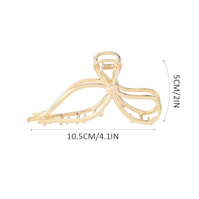 CAKURE Bow Hair Claw Clips Gold Metal Hair Clips Medium Hair Jaw Clamps Stylish Hair Accessories for Women and Girls (Pack of 2)