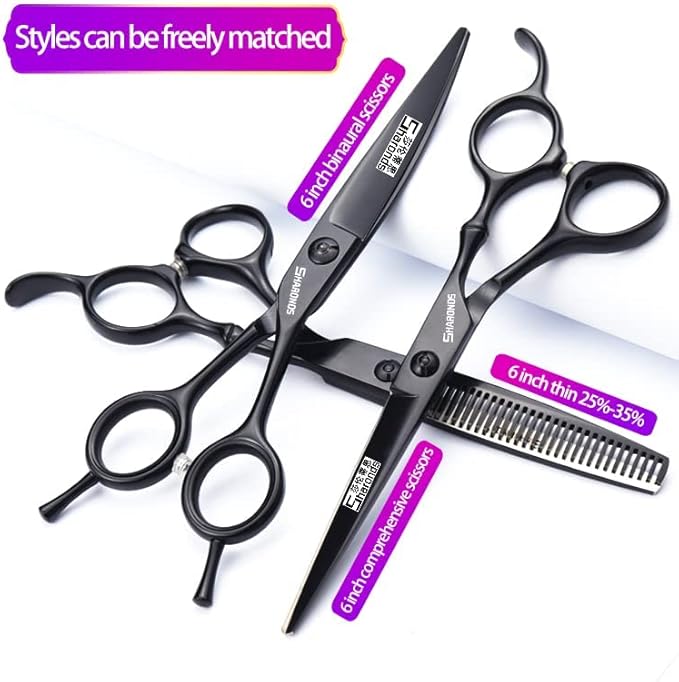 6/7 Inch Hairdressing Scissors Set Barber Shop Hair Scissors Styling Tools (6-inch 3pc)