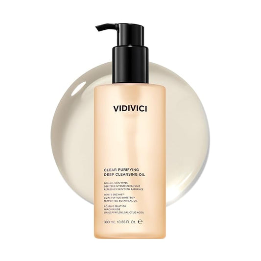 VIDIVICI Clear Purifying Deep Cleansing Oil 10.14 fl.oz | Gentle Makeup Remover for All Skin Types,Removes Waterproof Makeup with LHA,fermented camellia seed oil&rosehip seed oil,Korean skin care