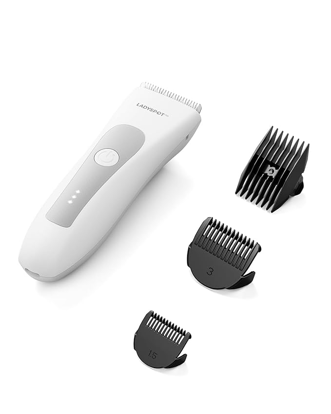 MANSPOT LADYSPOT™ Hair Finishing Trimmer Electric Shaver for Women, Women Shaving Sets, with 3 Guard and Replaceable Ceramic Blade Heads, LADYSPOT™ Pubic Hair Trimmer Kit Sets-(White)