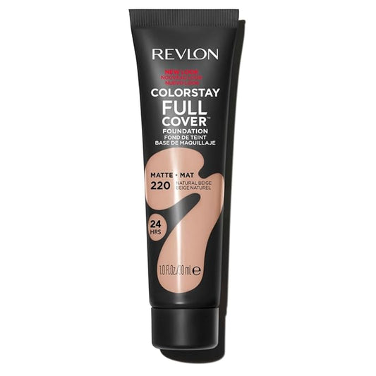 Revlon Liquid Foundation, ColorStay Face Makeup for Normal and Dry Skin, Longwear Full Coverage with Matte Finish, Oil Free, Natural Beige, 1.0 Fl Oz