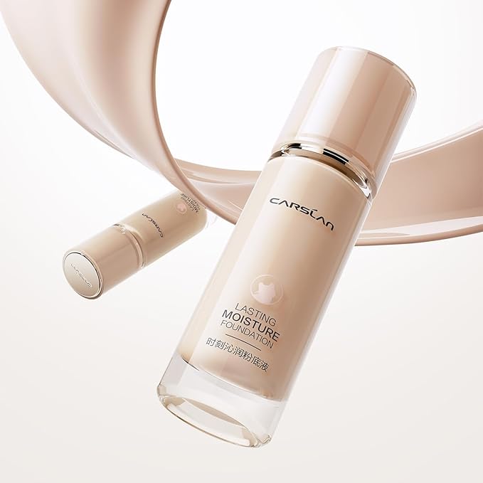 CARSLAN Lasting Moisture Foundation, 24H Longlasting Medium Coverage Dewy Finish Face Makeup, Poreless, Lightweight, Waterproof, Oil Free Liquid Foundation, P01
