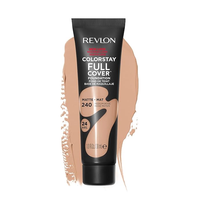 Revlon Liquid Foundation, ColorStay Face Makeup for Normal and Dry Skin, Longwear Full Coverage with Matte Finish, Oil Free, Medium Beige, 1.0 Fl Oz