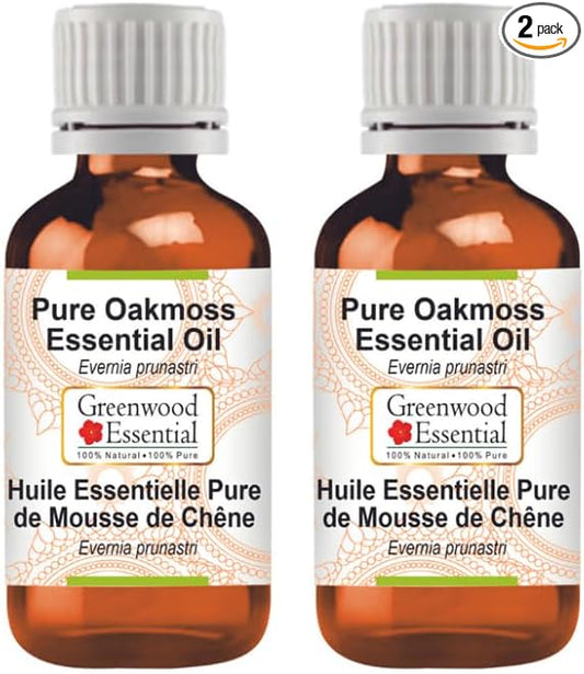 Greenwood Essential Pure Oakmoss Essential Oil (Evernia prunastri) Steam Distilled (Pack of Two) 15ml X 2 (1 oz)