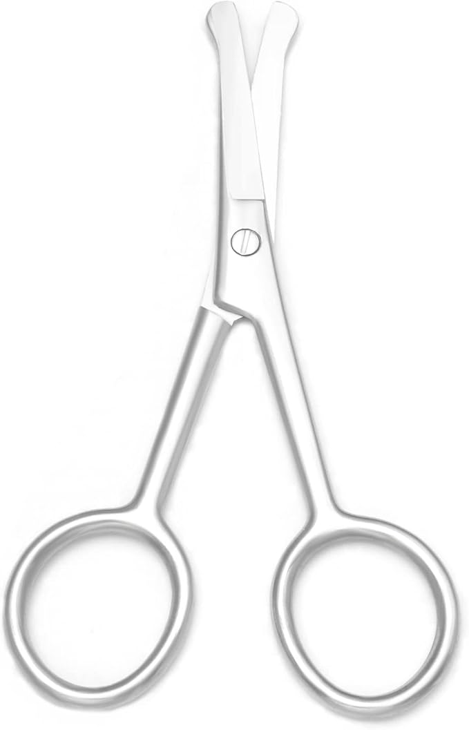 Multicolor Professional Grooming Scissors for Personal Care Facial Hair Removal and Ear Nose Eyebrow Trimming Stainless Steel Fine Straight Tip Scissors 3.9 Inch (Silver Safety C)