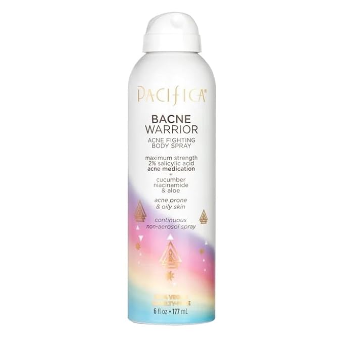Pacifica Bacne Warrior - Bacne Salicylic Acid Spray, Back Acne Treatment Spray with 2% Salicylic Acid, Niacinamide, and Aloe, Body Acne Warrior for Body, Chest, and Back, Dermatologist Tested- 6 Fl Oz