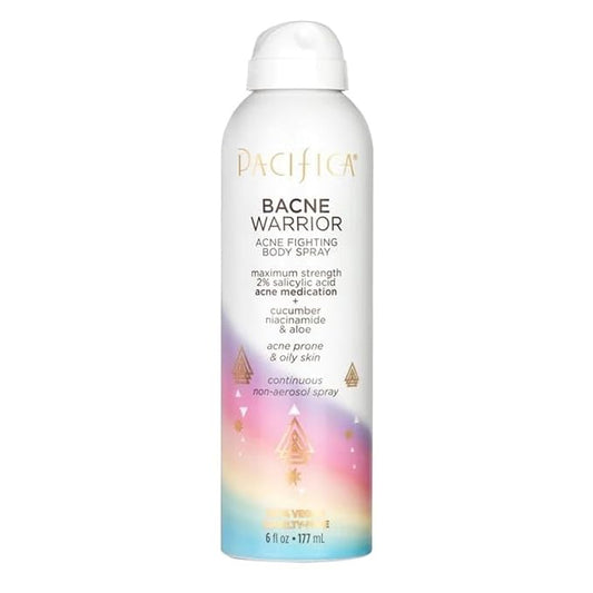 Pacifica Bacne Warrior - Bacne Salicylic Acid Spray, Back Acne Treatment Spray with 2% Salicylic Acid, Niacinamide, and Aloe, Body Acne Warrior for Body, Chest, and Back, Dermatologist Tested- 6 Fl Oz
