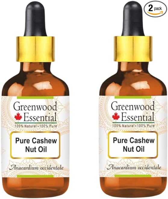 Greenwood Essential Pure Cashew Nut Oil (Anacardium occidentale) with Two Glass Droppers (Pack of Two) 15ml X 2 (1 oz)