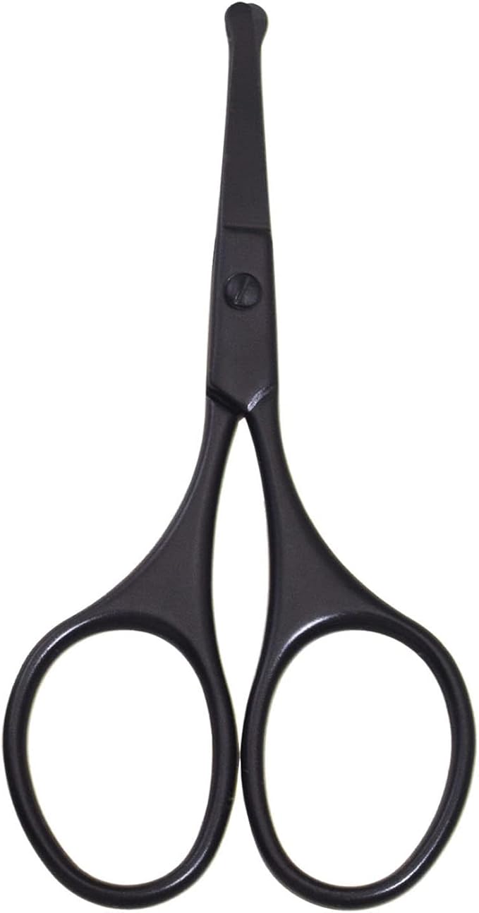 Multicolor Professional Grooming Scissors for Personal Care Facial Hair Removal and Ear Nose Eyebrow Trimming Stainless Steel Fine Straight Tip Scissors 3.9 Inch (Black Set D)